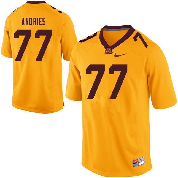 Men #77 Blaise Andries Minnesota Golden Gophers College Football Jerseys Sale-Gold